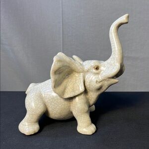 Vintage ceramic Elephant Sculpture with Joyful Pose